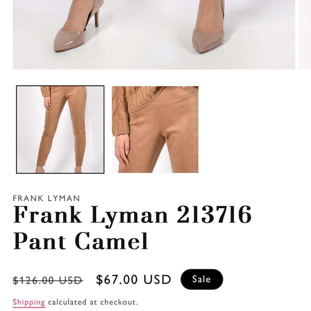 Frank Lyman Design Camel Pants